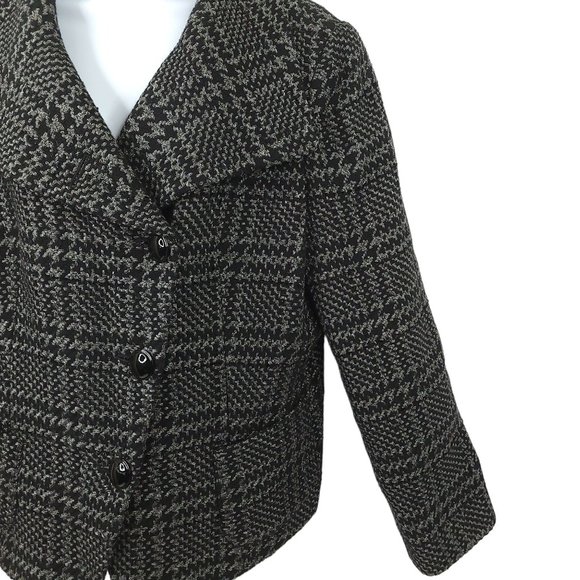 Talbots Collections Petites 3 Button Plaid Jacket Womens Size 14 Metallic Sheen - Picture 6 of 13